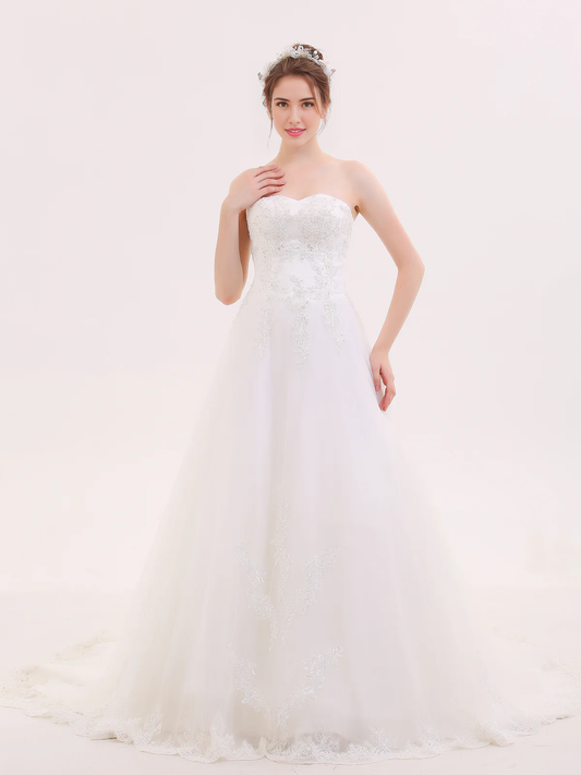 Beautiful Fashion Strapless Heart-shaped collar Sweet Fantastic Wedding Dress