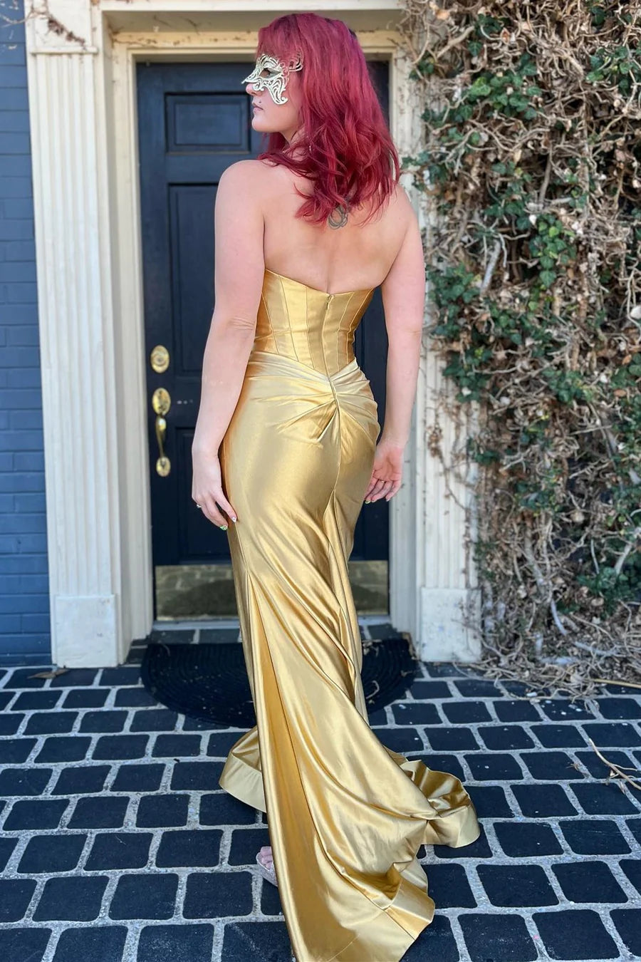 Sweetheart Ruching Trumpet Long Dress with Slit