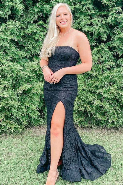 Lace Strapless Mermaid Formal Dress