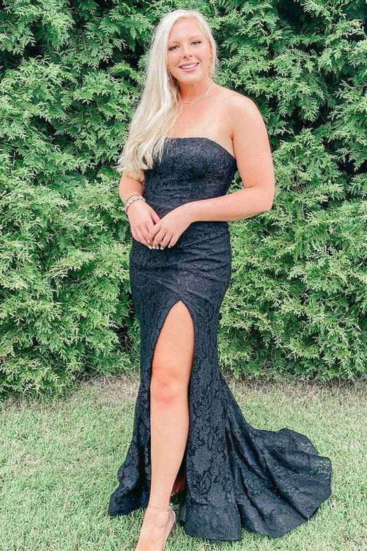 Lace Strapless Mermaid Formal Dress