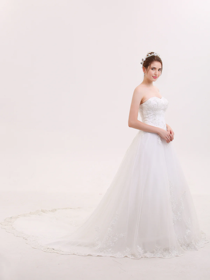 Beautiful Fashion Strapless Heart-shaped collar Sweet Fantastic Wedding Dress