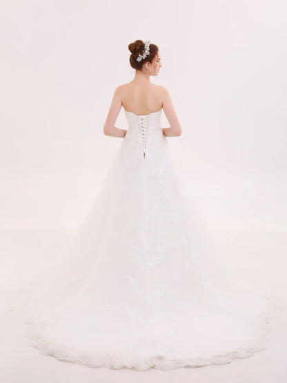 Beautiful Fashion Strapless Heart-shaped collar Sweet Fantastic Wedding Dress