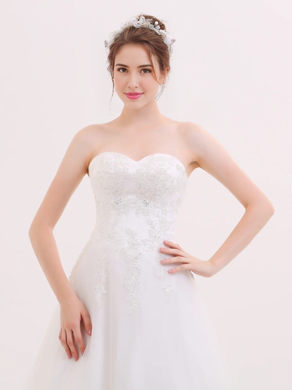 Beautiful Fashion Strapless Heart-shaped collar Sweet Fantastic Wedding Dress