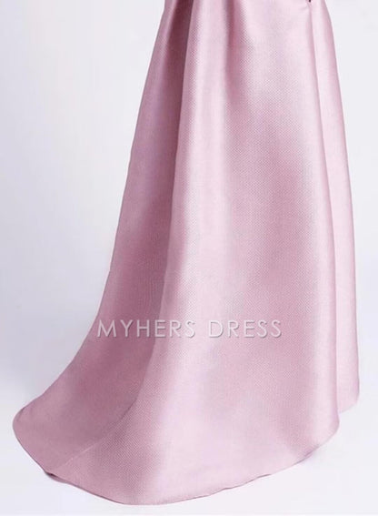 My Hers New Product Mother of The Bride Dress A Line Satin Hi-Low Dresses Crew Neck Dress with Pockets Elegance Wedding Guests Dresses