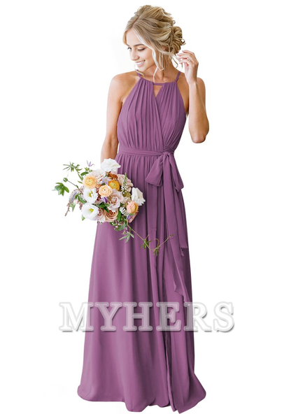 A-Line Pleated Elegant Simple Fashion Long Bridesmaid Dresses Wedding Guests Dresses