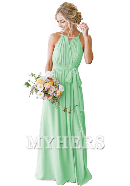 A-Line Pleated Elegant Simple Fashion Long Bridesmaid Dresses Wedding Guests Dresses