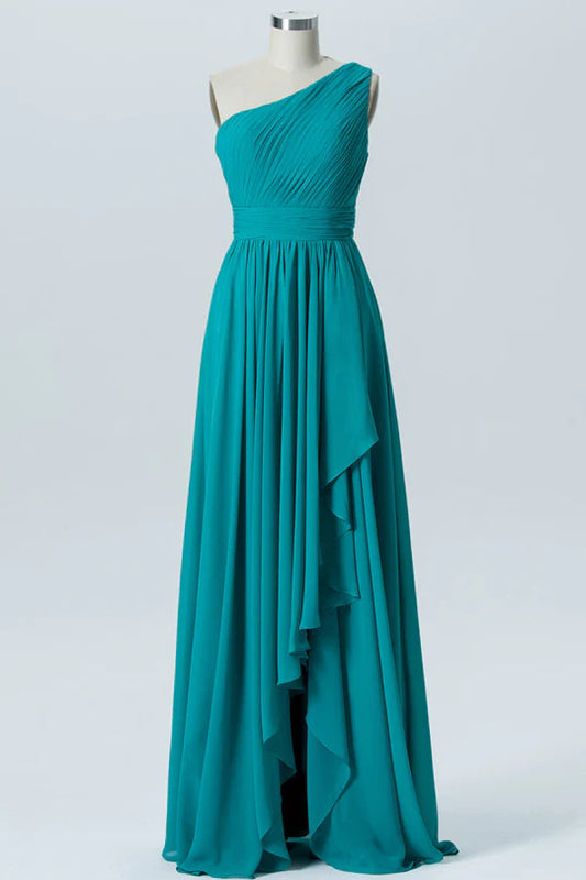 Chiffon One-Shoulder Ruffled Bridesmaid Dress