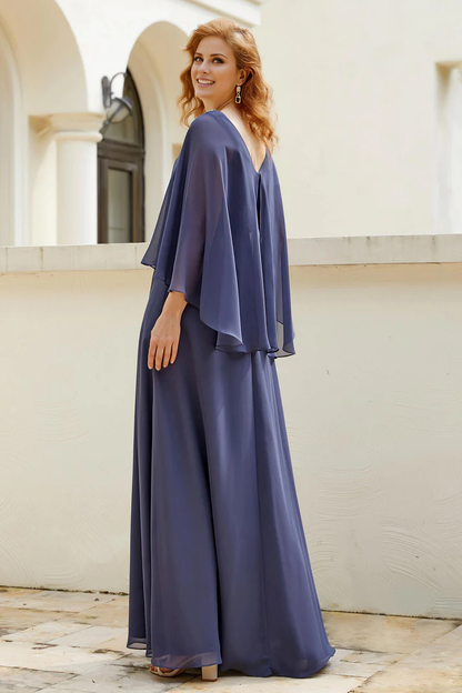 Fall Wedding Guest Dress November Mother of the Bride Dress Bead String V Neck Flutter Sleeves Chiffon Elegant Dress