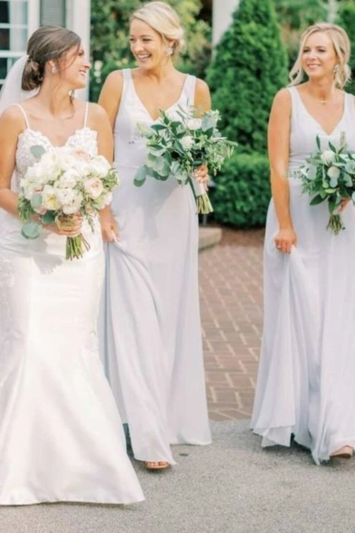 Simple  V-Neck A-Line Bridesmaid Dress