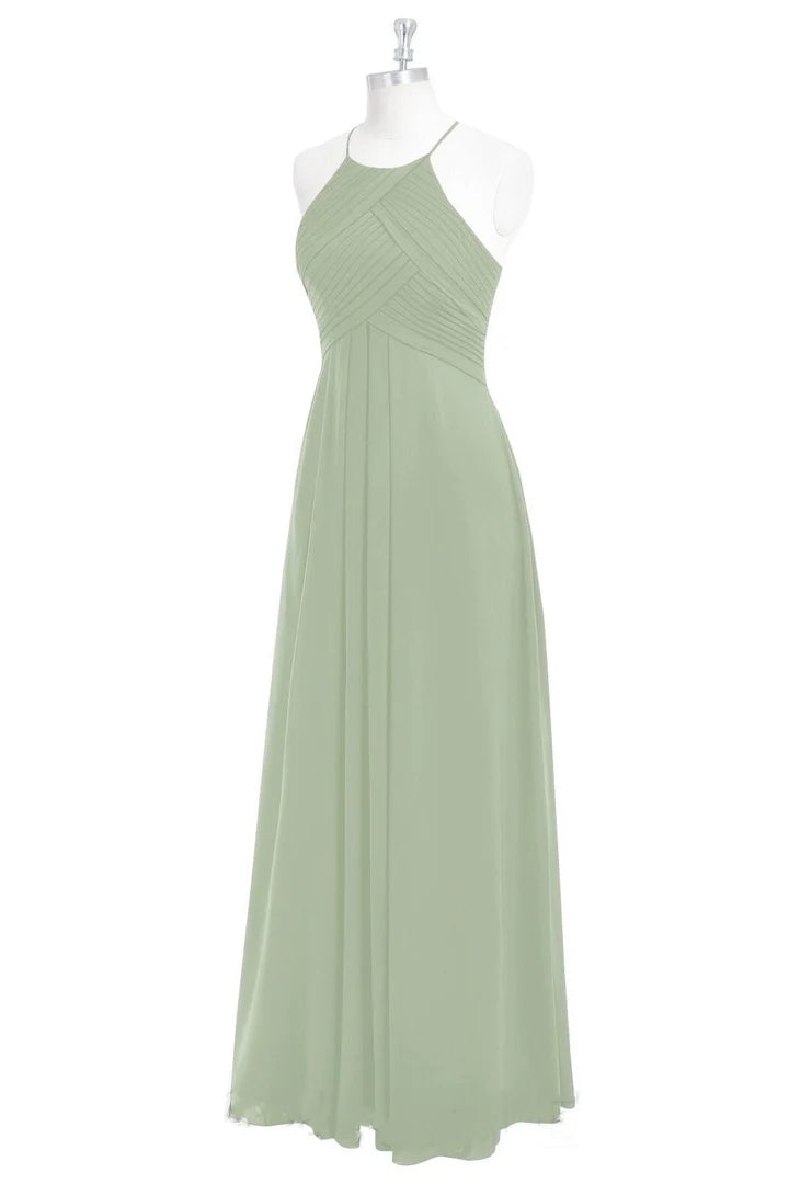 Halter A-Line Long Bridesmaid Dress