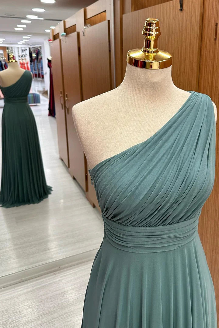 One-Shoulder A-Line Chiffon Bridesmaid Dress