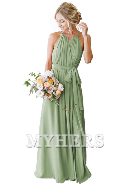 A-Line Pleated Elegant Simple Fashion Long Bridesmaid Dresses Wedding Guests Dresses