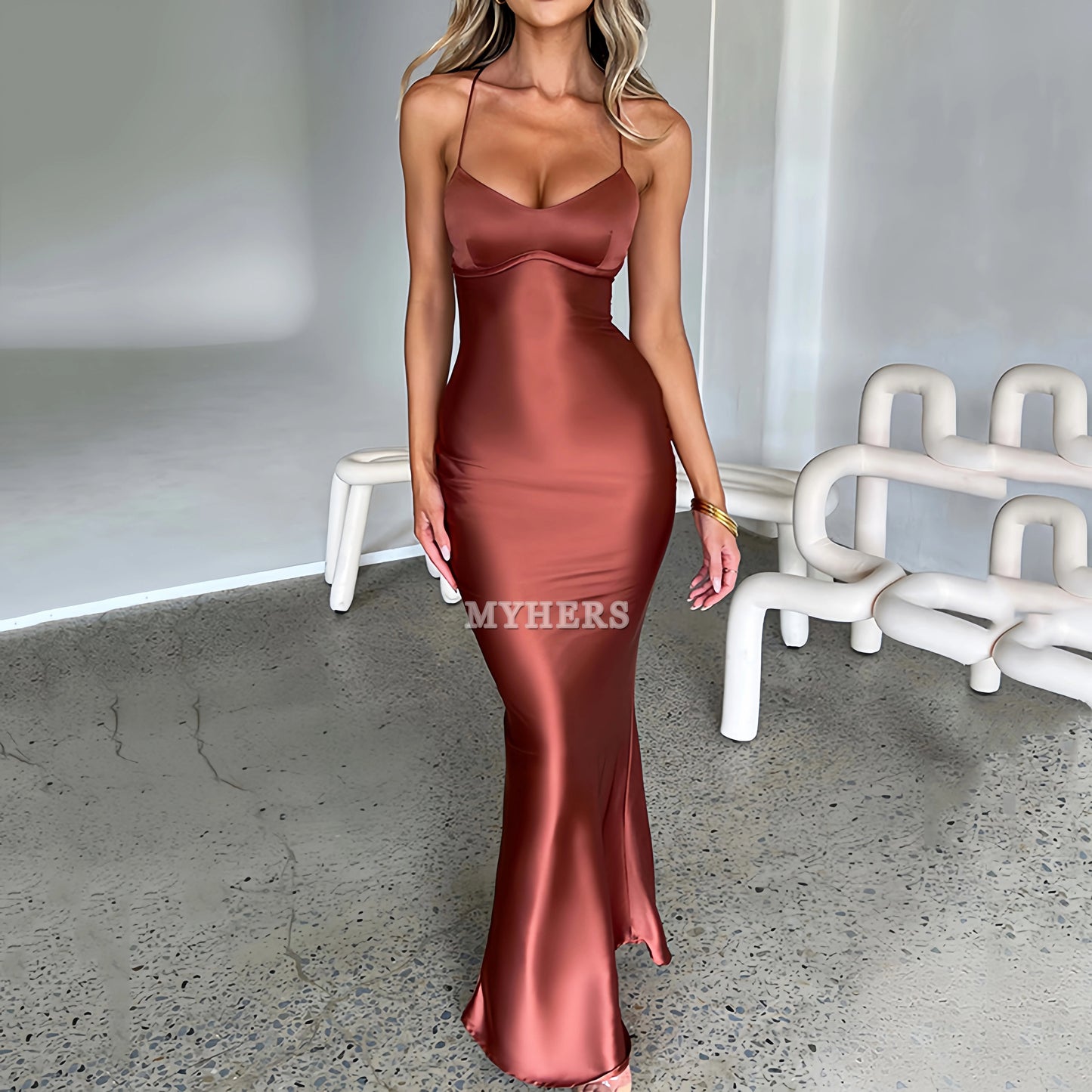 Spaghetti Straps Backless Sexy Dress Beauty Elegant Party Tight Long Dress Sexy Charming Evening Dress Formal Women's Dresses