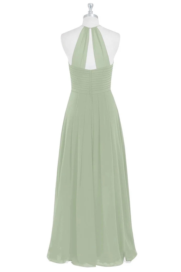 Halter A-Line Long Bridesmaid Dress