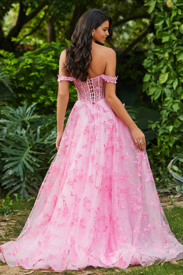 Prom Dresses A-Line Sweetheart Strapless Lace Applique Side Fork Backless Lace Up Sweep Train Formal Women's Dresses