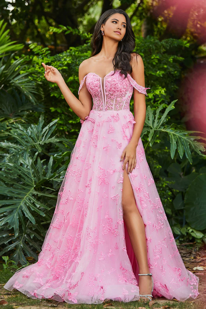 Prom Dresses A-Line Sweetheart Strapless Lace Applique Side Fork Backless Lace Up Sweep Train Formal Women's Dresses