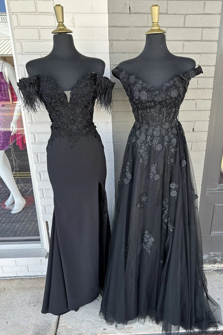 Off-the-Shoulder Appliques Trumpet Long Dress