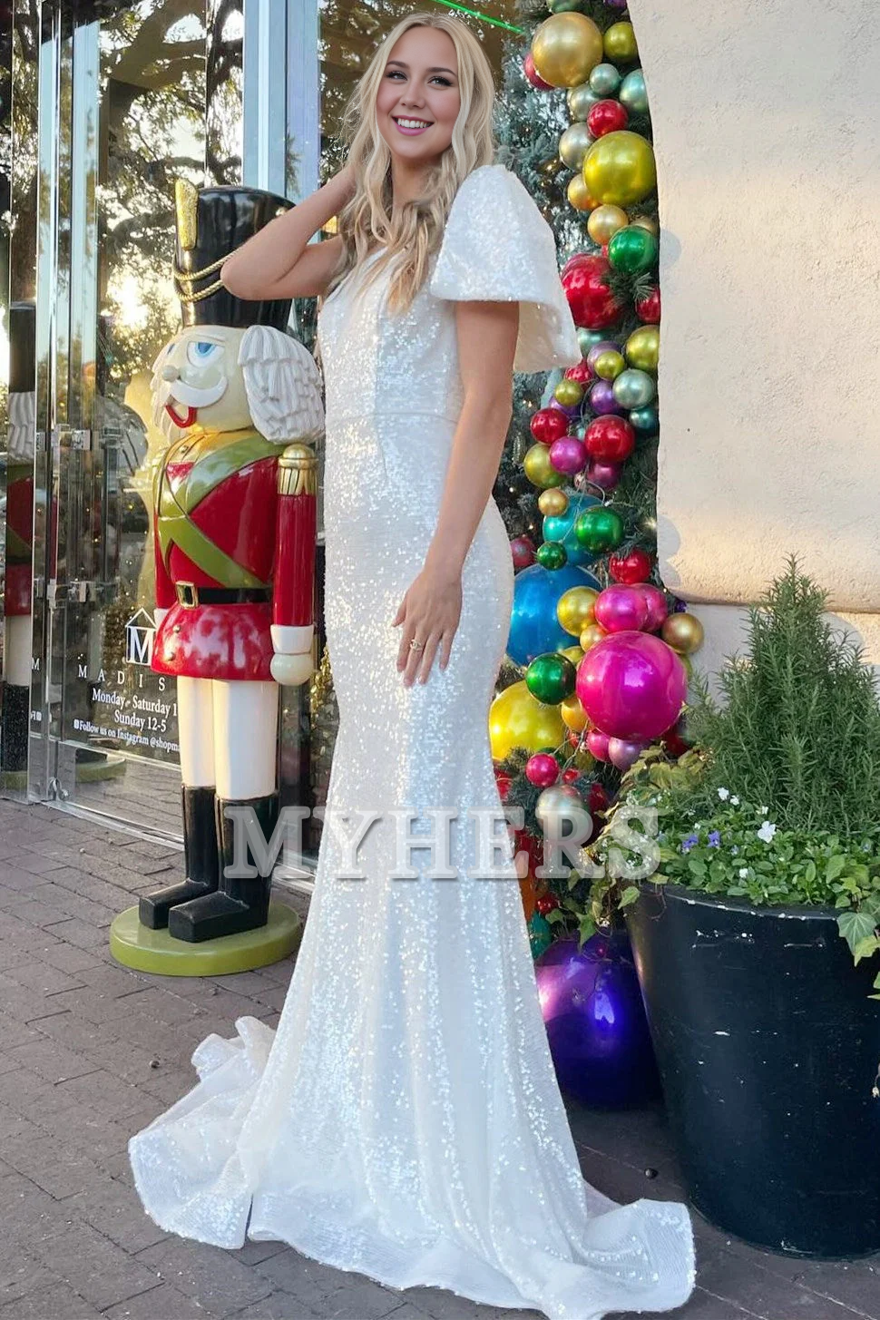 Formal Women's Dresses Wedding Guest Dresses Mermaid Cultivate oneself Sequin One Shoulder Bow Strap Long Prom Dress Sweep Train Exquisite Evening Dress