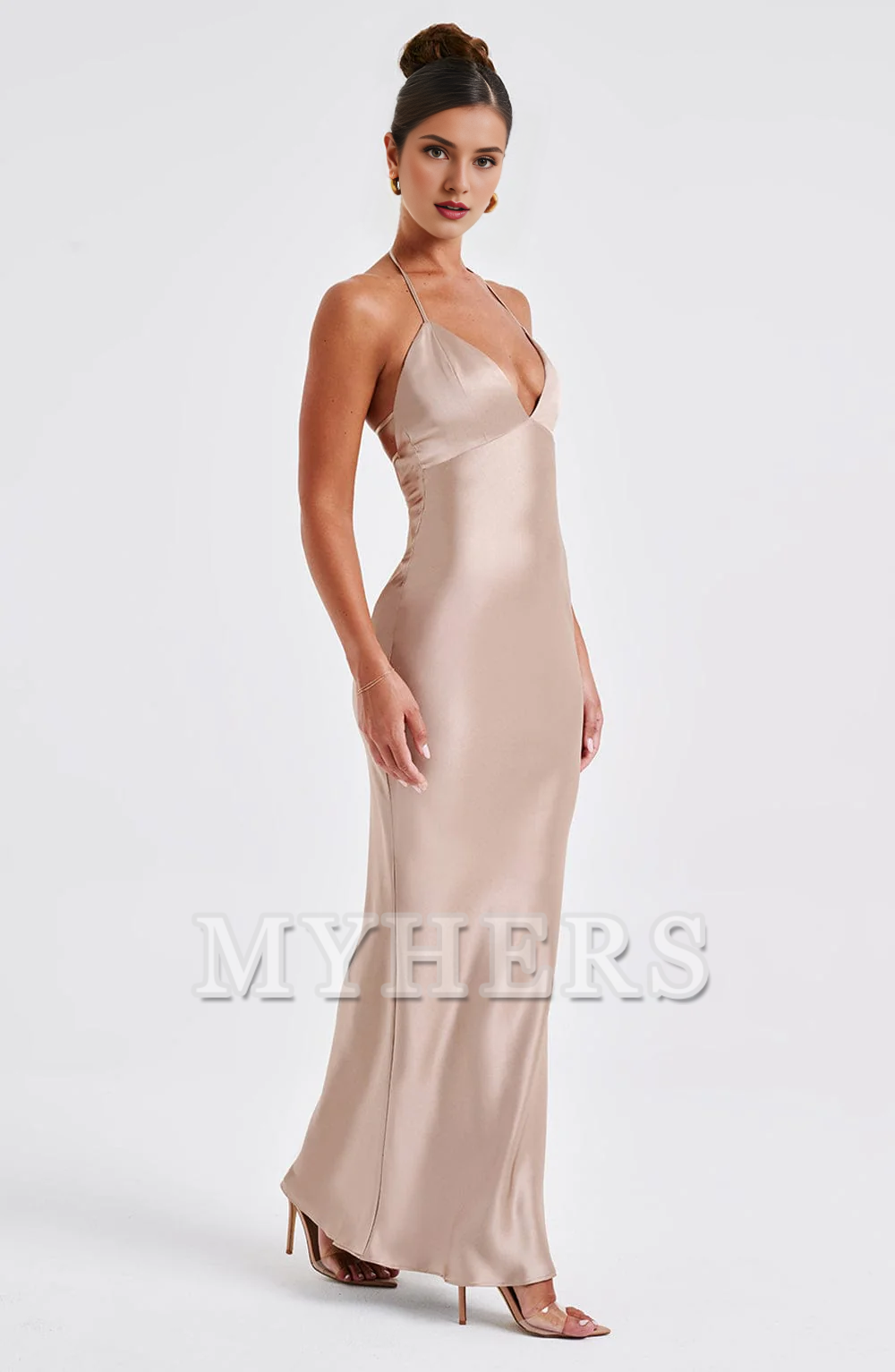 Mermaid Spaghetti Strap Plunge Backless Sheath Dresses Elegant Simple Bridesmaid Dresses Wedding Guests Dresses