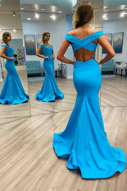 Elegant  Off-the-Shoulder Backless Trumpet Long Prom Dress