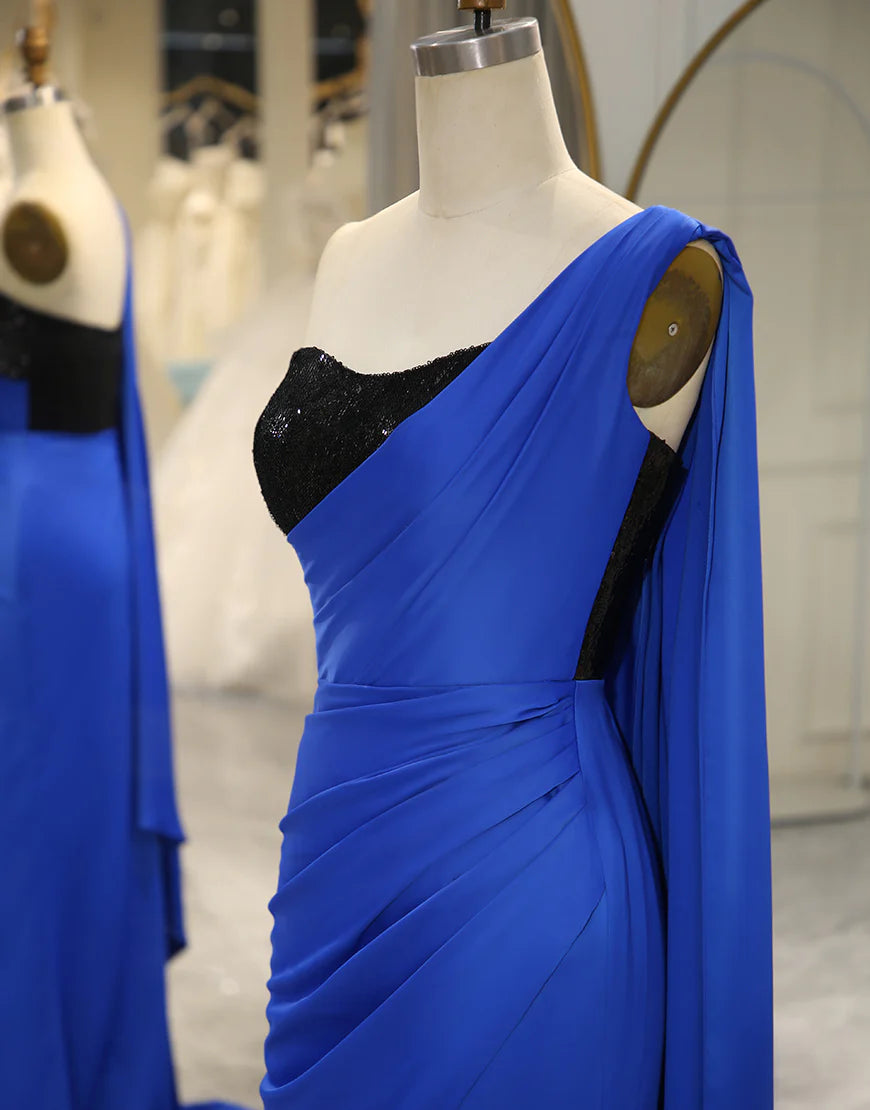 Mermaid One Shoulder Long Prom Dress With Split
