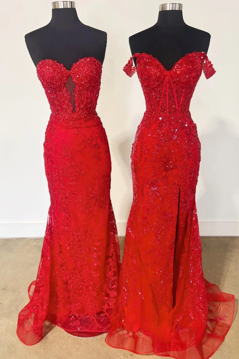 Appliques Sweetheart Keyhole Trumpet Long Prom Dress