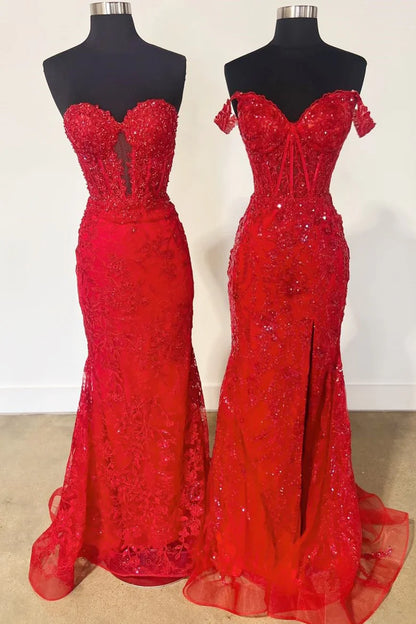 Appliques Sweetheart Keyhole Trumpet Long Prom Dress