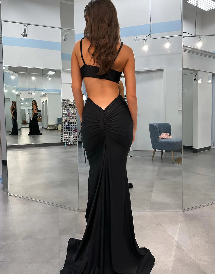 Spaghetti Straps Long Prom Dress with Slit