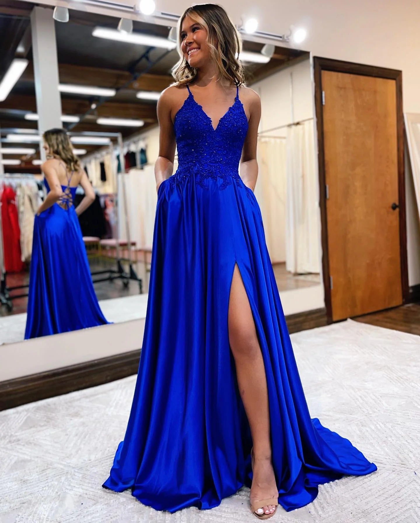 A-Line Long Prom Dress with Lace
