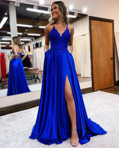 A-Line Long Prom Dress with Lace