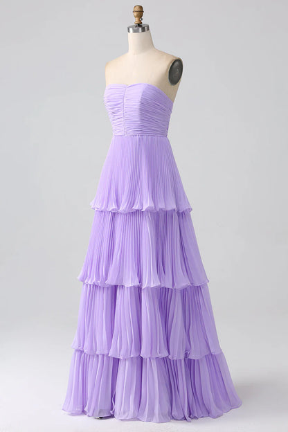 Strapless Multi-Layer Long Formal Dress