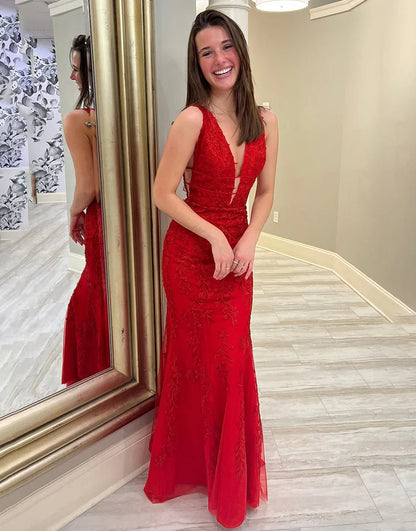 Sheath V-neck Long Pink Prom Dress with Appliques