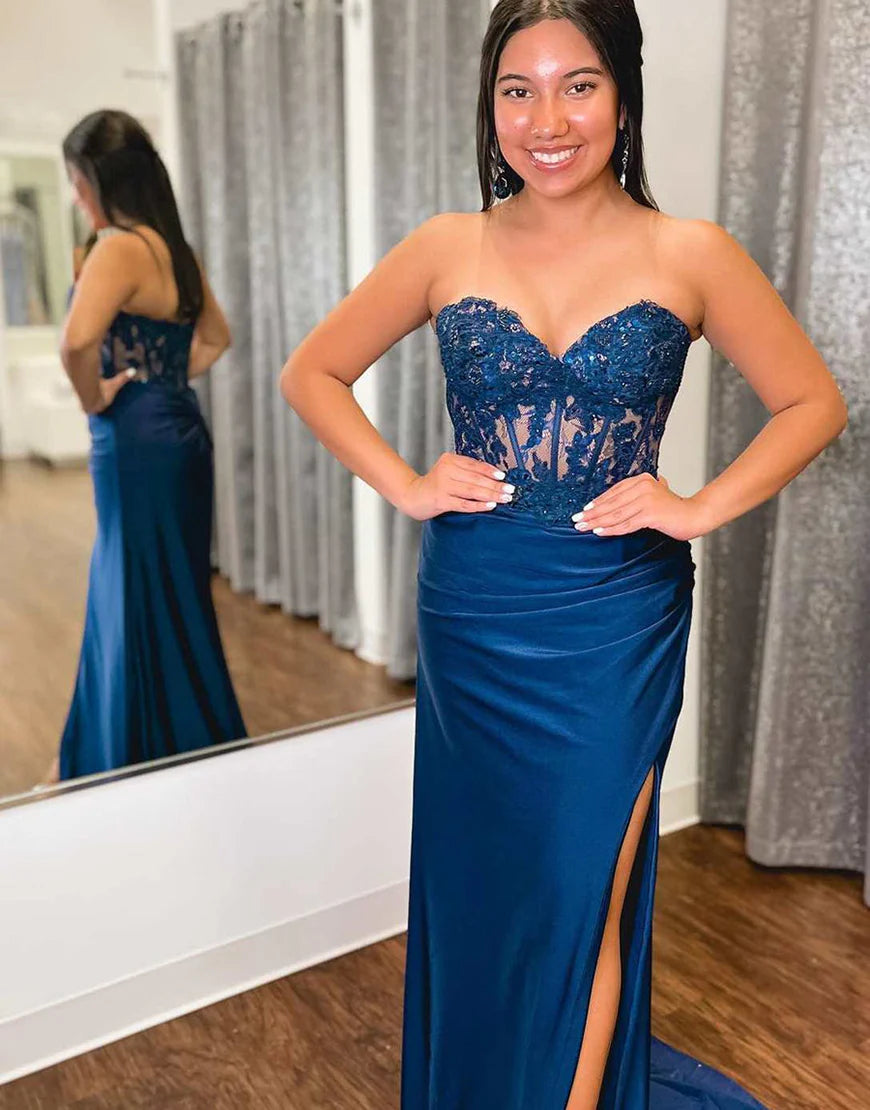 Sweetheart Pink Long Prom Dress with Lace