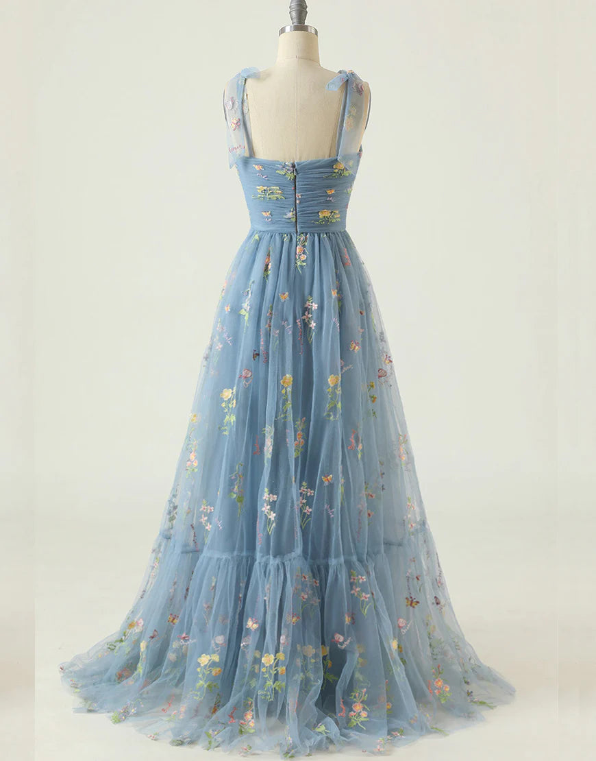 Sweetheart Embroidery Long Prom Dress