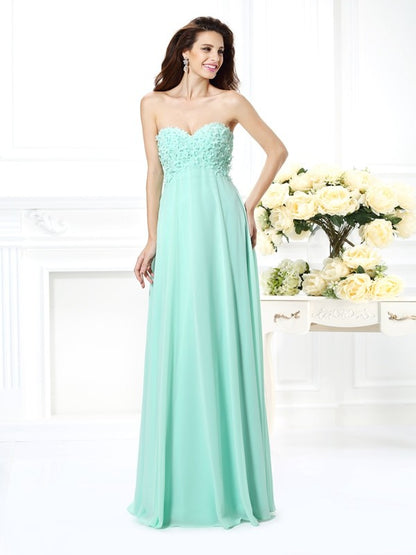 A-Line/Princess Sweetheart Sleeveless Long Chiffon Bridesmaid Dresses