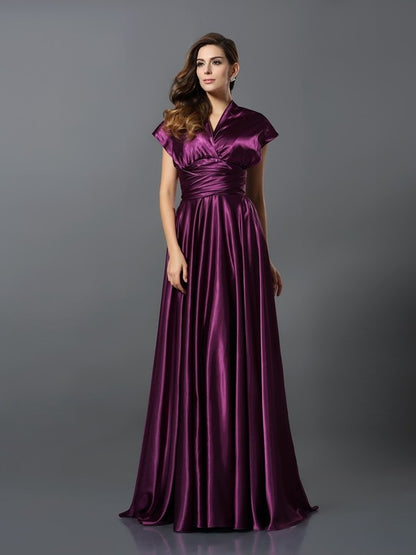 A-Line/Princess Pleats Sleeveless Long Silk like Satin Convertible Bridesmaid Dresses