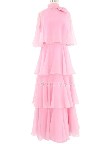 My Hers Prom Dress A Line Ruched Tiered Chiffon Fantastic Fashion Elegant Ladies Formal Dress