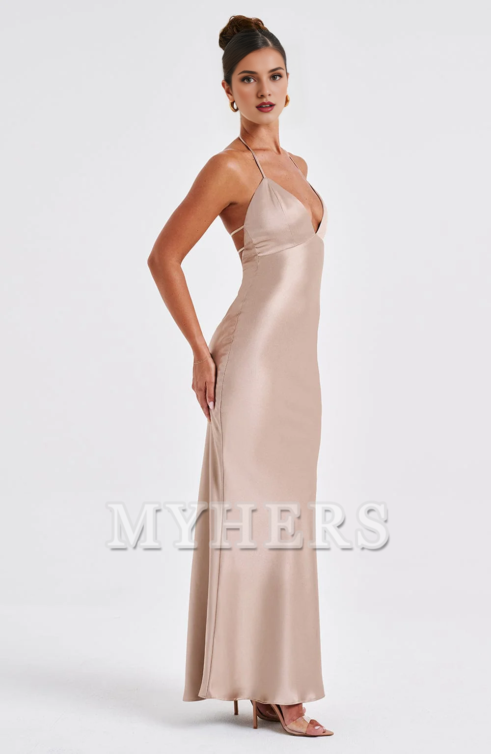 Mermaid Spaghetti Strap Plunge Backless Sheath Dresses Elegant Simple Bridesmaid Dresses Wedding Guests Dresses