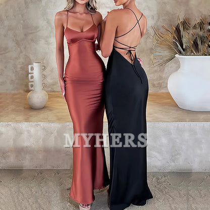 Spaghetti Straps Backless Sexy Dress Beauty Elegant Party Tight Long Dress Sexy Charming Evening Dress Formal Women's Dresses