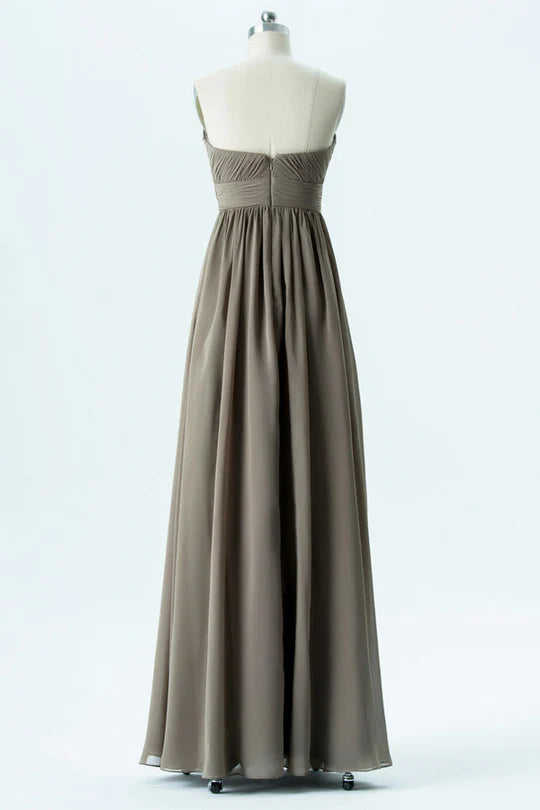 Grey Sweetheart A-Line Off-the-Shoulder Twist-Front Bridesmaid Dress