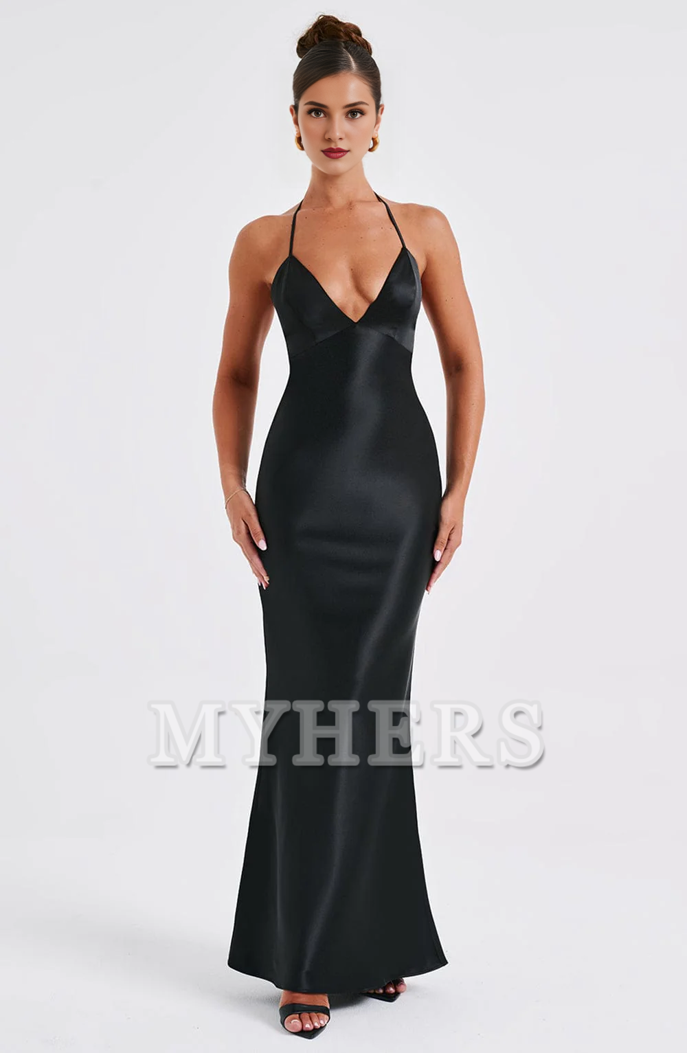 Mermaid Spaghetti Strap Plunge Backless Sheath Dresses Elegant Simple Bridesmaid Dresses Wedding Guests Dresses