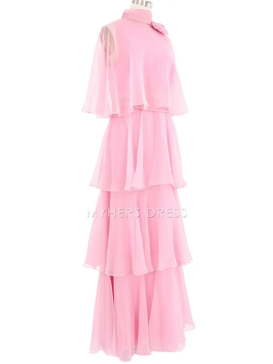 My Hers Prom Dress A Line Ruched Tiered Chiffon Fantastic Fashion Elegant Ladies Formal Dress