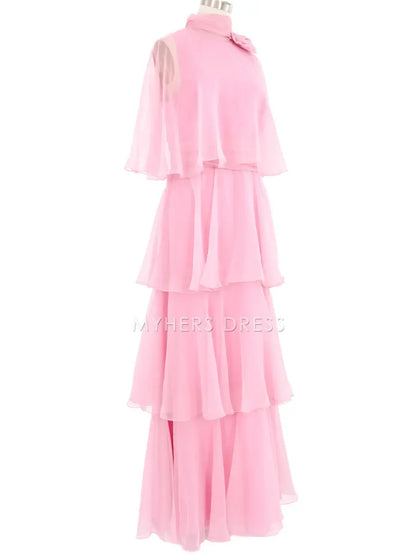 My Hers Prom Dress A Line Ruched Tiered Chiffon Fantastic Fashion Elegant Ladies Formal Dress