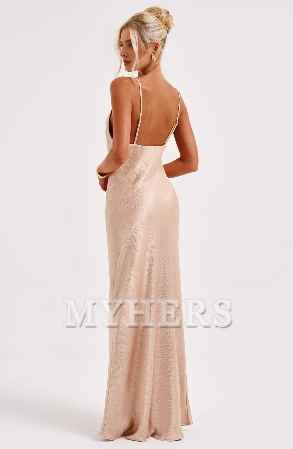 Elegant Mermaid Spaghetti Strap Deep V Neck Backless Sheath Charming Dresses Bridesmaid Dresses Wedding Guests Dresses