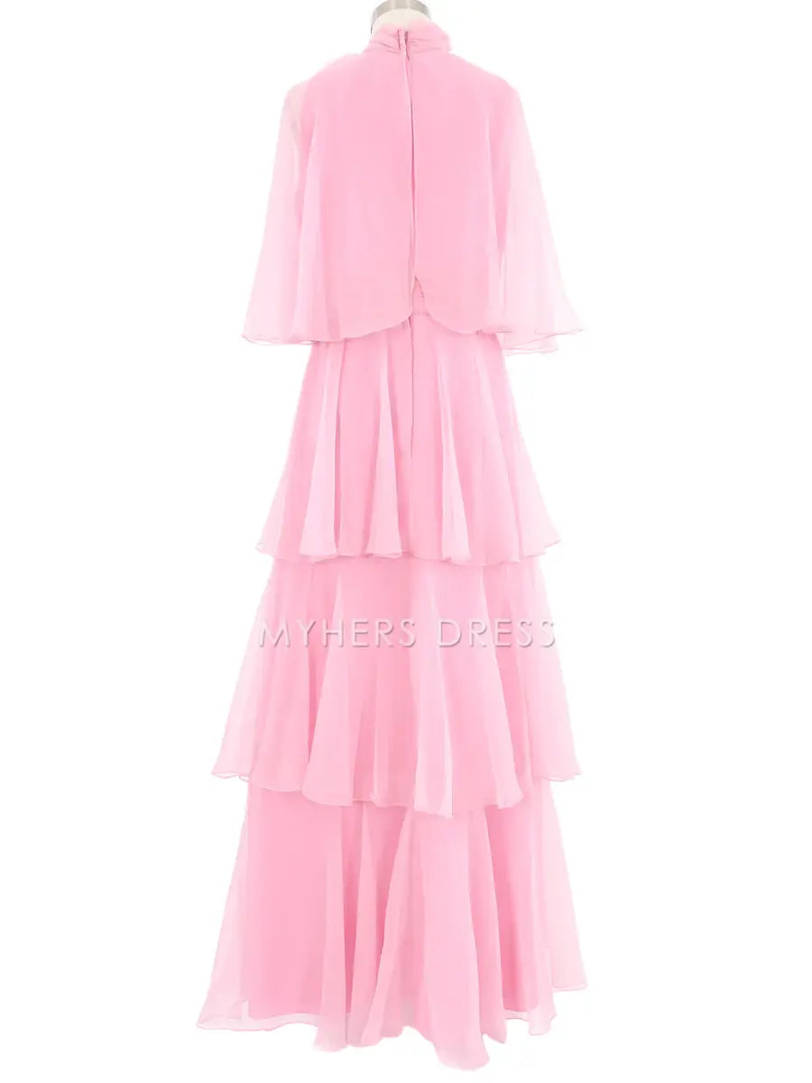 My Hers Prom Dress A Line Ruched Tiered Chiffon Fantastic Fashion Elegant Ladies Formal Dress