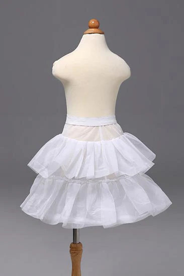 White Short Mini Flower Girl Dress Petticoat Double Layers Cocktail Dress Under Skirt