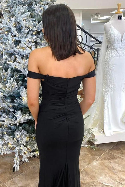 Simple  Mermaid Off the Shoulder Long Formal Dress