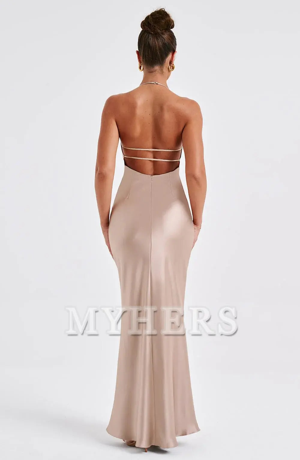 Mermaid Spaghetti Strap Plunge Backless Sheath Dresses Elegant Simple Bridesmaid Dresses Wedding Guests Dresses