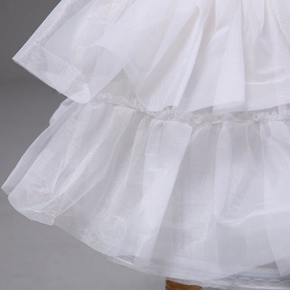 White Short Mini Flower Girl Dress Petticoat Double Layers Cocktail Dress Under Skirt