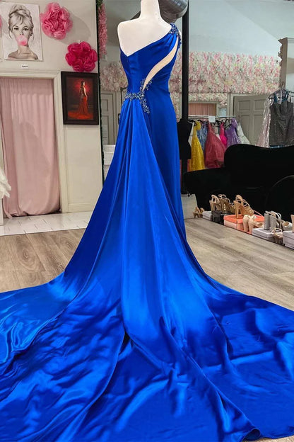 Beaded Keyhole Long Formal Dress with Attached Train